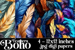 Boho Feathers Patterns, Boho Feathers 12x12 Backgrounds, s6 Product Image 1