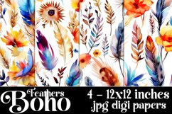 Boho Feathers Patterns, Boho Feathers 12x12 Backgrounds, s8 Product Image 1