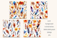 Boho Feathers Patterns, Boho Feathers 12x12 Backgrounds, s8 Product Image 2