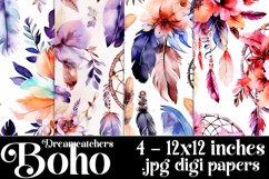 Boho Dreamcatchers Patterns, Boho Style 12x12 Backgrounds, 4 Product Image 1
