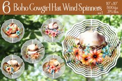 Boho Cowgirl Hats Flowers Wind Spinners Sublimation Designs Product Image 1