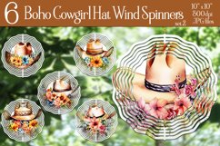 Boho Cowgirl Hats Flowers Wind Spinners Sublimation Designs Product Image 1