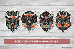 Cow Sticker Sheets | Western Boho Printable PNG Clipart Product Image 1