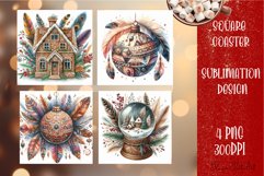 Happy Christmas Coaster Design | boho Square Product Image 1