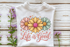 Boho Daisy Life Is Good Quote PNG Product Image 2
