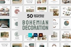 Boho Decor Green Instagram Templates| CANVA-PS-AI Product Image 1