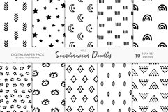 Scandinavian black and white doodles digital paper, seamless Product Image 1
