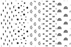 Scandinavian black and white doodles digital paper, seamless Product Image 2