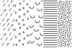 Scandinavian black and white doodles digital paper, seamless Product Image 2