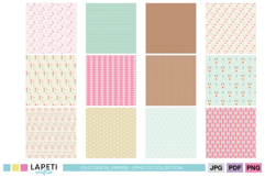 Tribal scrapbook paper set with pastel boho patterns