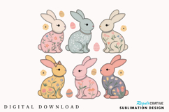 Boho Easter Bunny PNG, Floral Easter PNG, Easter Bunny Product Image 1