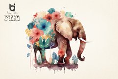 Boho Elephant Floral watercolor Bundle, Sublimation png file Product Image 10