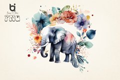 Boho Elephant Floral watercolor Bundle, Sublimation png file Product Image 3