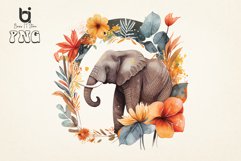 Boho Elephant Floral watercolor Bundle, Sublimation png file Product Image 4