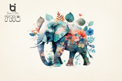 Boho Elephant Floral watercolor Bundle, Sublimation png file Product Image 6