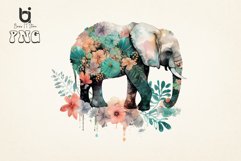 Boho Elephant Floral watercolor Bundle, Sublimation png file Product Image 8
