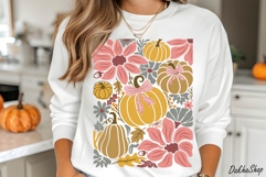 Boho Floral Fall SVG, Pumpkin Fall SVG, Boho Autumn SVG, PNG Product Image 4