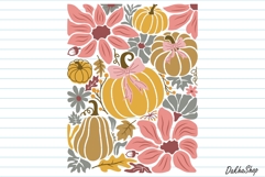Boho Floral Fall SVG, Pumpkin Fall SVG, Boho Autumn SVG, PNG Product Image 2