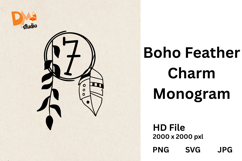 Boho Feather Charm Monogram Product Image 1