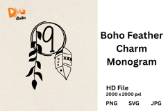 Boho Feather Charm Monogram Product Image 1