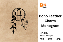 Boho Feather Charm Monogram Product Image 1