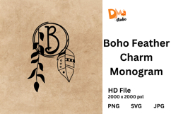 Boho Feather Charm Monogram Product Image 1