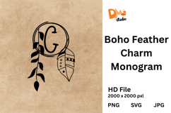 Boho Feather Charm Monogram Product Image 1