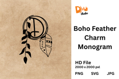 Boho Feather Charm Monogram Product Image 1