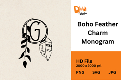 Boho Feather Charm Monogram Product Image 1