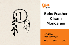 Boho Feather Charm Monogram Product Image 1