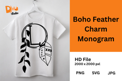 Boho Feather Charm Monogram Product Image 1
