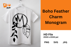 Boho Feather Charm Monogram Product Image 1