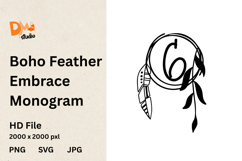 Boho Feather Embrace Monogram Product Image 1