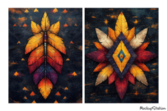 Vintage Western Boho Indian Feathers, Digital Papers JPG Product Image 2