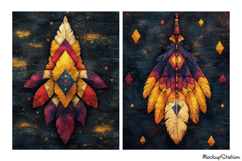 Vintage Western Boho Indian Feathers, Digital Papers JPG Product Image 3