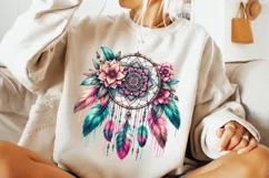 Boho Dreamcatcher PNG, Feathers PNG, Dreamcatcher Clipart Product Image 2