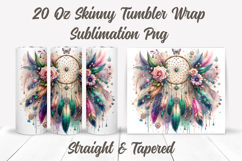 Dreamcatcher Tumbler Wrap, Feathers Tumbler Sublimation PNG Product Image 2