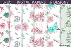 Boho Floral Digital Papers Bundle | Roses Seamless Pattern Product Image 1
