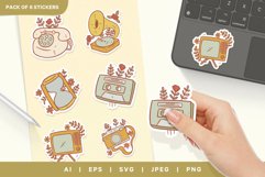 Vintage Stuff Decorated with Boho Flowers Sticker Pack Product Image 1