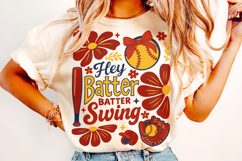 Baseball Hey Batter Batter Swing PNG, Boho Floral Baseball Product Image 2