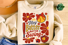 Baseball Hey Batter Batter Swing PNG, Boho Floral Baseball Product Image 3