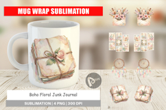 Boho Floral Junk Journal Art Mug Wrap Product Image 1