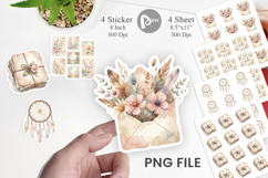 Boho Floral Junk Journal Art Sticker Product Image 1