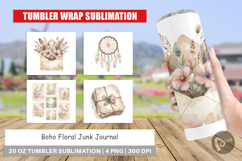 Boho Floral Junk Journal Art Tumbler Product Image 1