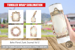 Boho Floral Junk Journal Art Tumbler Product Image 1
