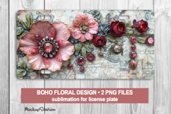 Vintage Floral License Car Plate PNG | Boho Women Style Product Image 1