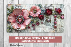 Vintage Floral License Car Plate PNG | Boho Women Style Product Image 1