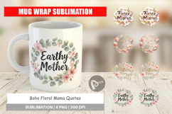 Boho Floral Mama Quotes Mug Wrap Product Image 1