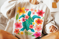 Sea Turtle PNG, Boho Floral Turtle PNG, Summer PNG, Beach Product Image 2