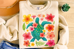Sea Turtle PNG, Boho Floral Turtle PNG, Summer PNG, Beach Product Image 4